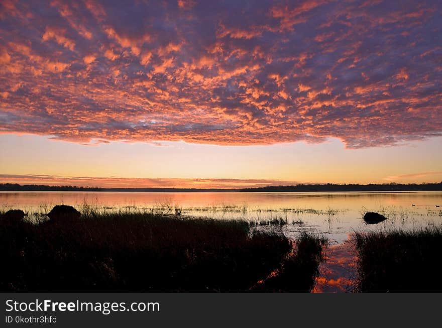 Sky, Horizon, Red Sky At Morning, Afterglow