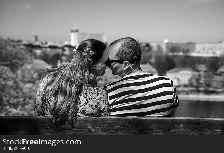 Grayscale Photo of Man and Woman