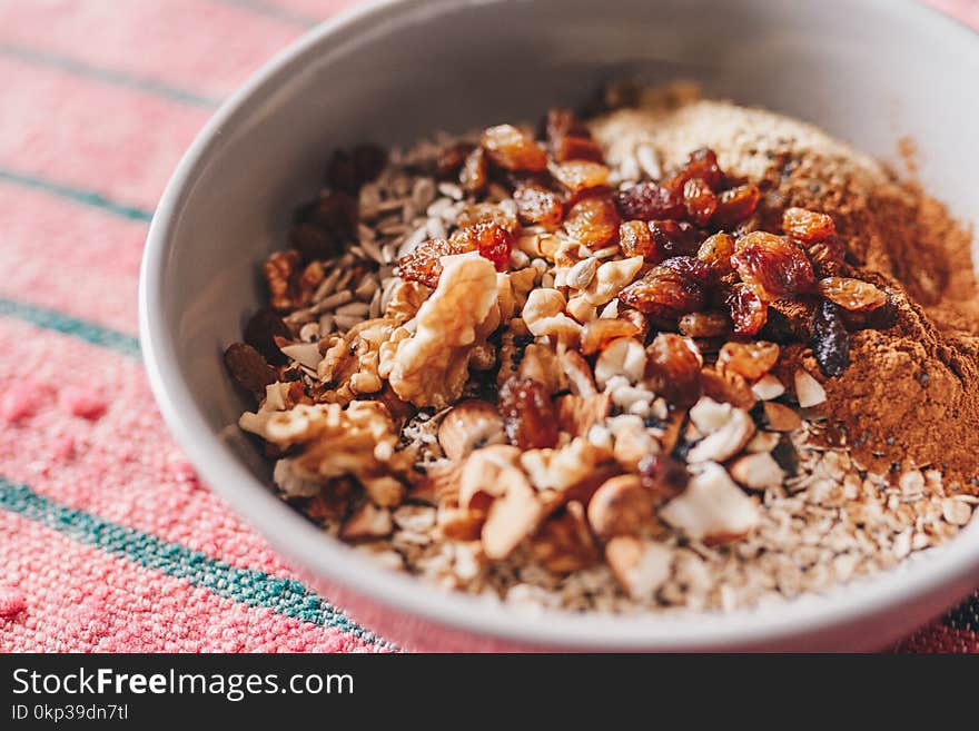 Oats In White Ceramic Bowl