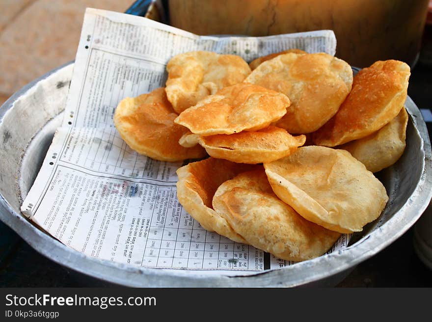 Photo of Bread on Stainless Steel Plate