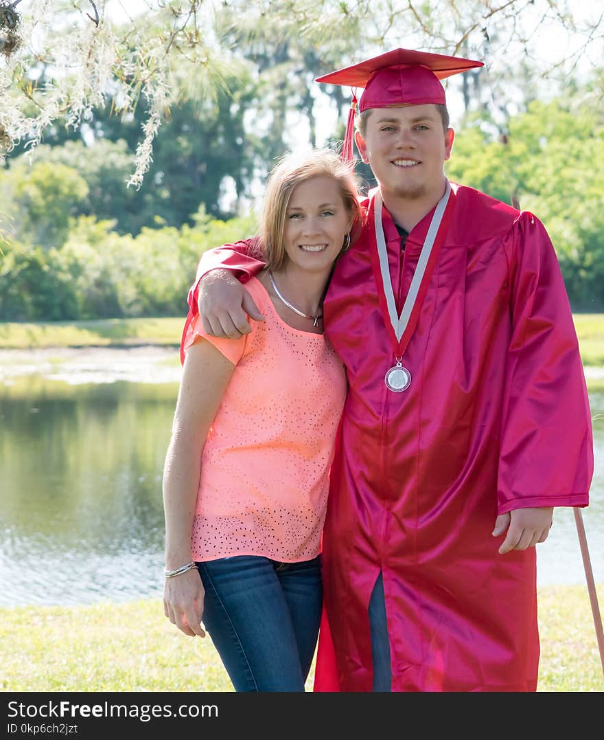 Pink, Red, Graduation, Academic Dress