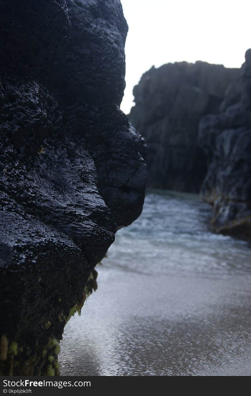 Rock, Cliff, River, Terrain