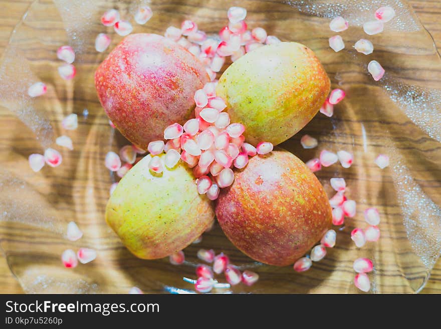 Fresh Apple Slices and Pomegranate Seeds