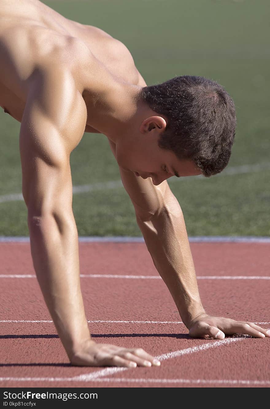 Sport Concept. Runner On The Start Line