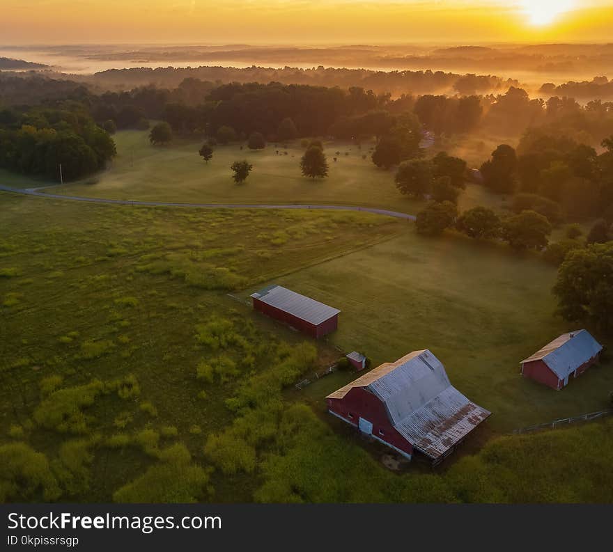 Sunset farms during sunsets