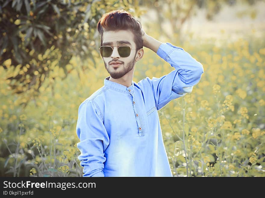 Man Wearing Teal Dress Shirt