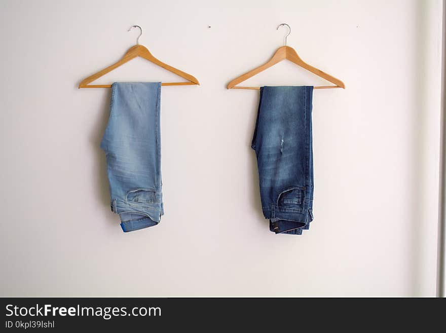 Two Hanged Blue Stonewash and Blue Jeans