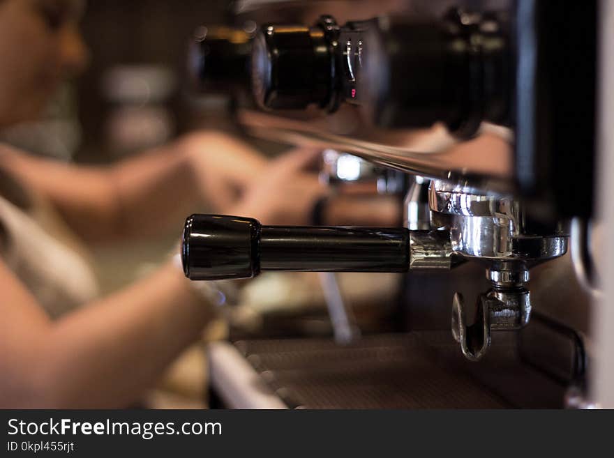 Selective Focus of Gray and Black Espresso Machine