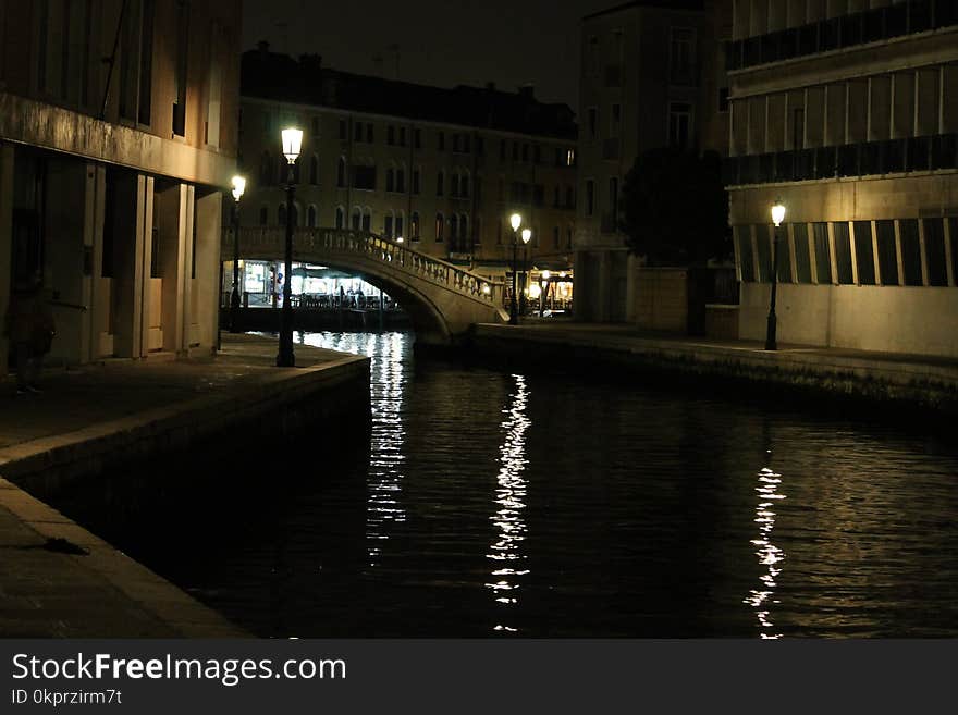 Reflection, Waterway, Water, Night