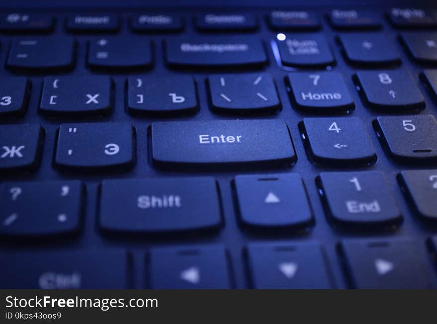 Computer Keyboard, Blue, Input Device, Technology