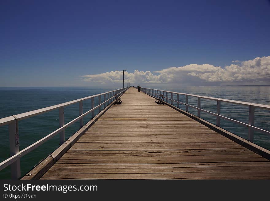 Sea, Sky, Horizon, Pier