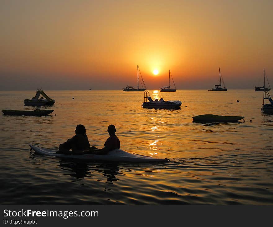 Sea, Sunset, Water, Horizon