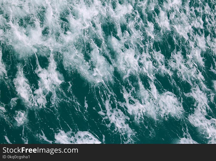 Sea water surface ,wave and bubbles in the ocean