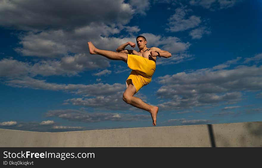 Tricking on the street. Martial arts