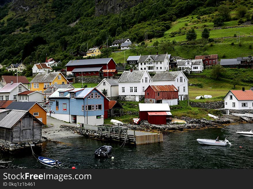 Village Near Body Of Water