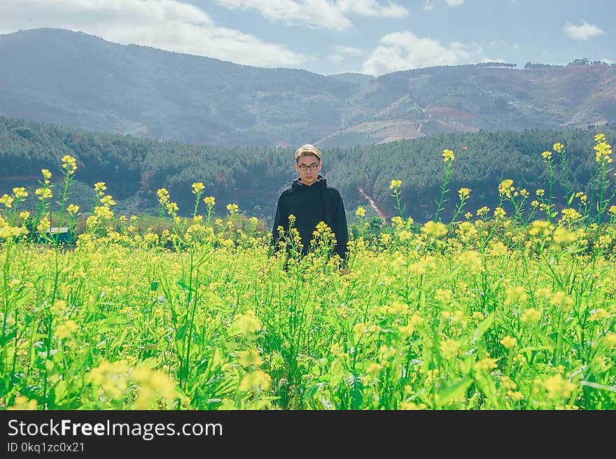 Photography of a Man Surrounded By Flowers