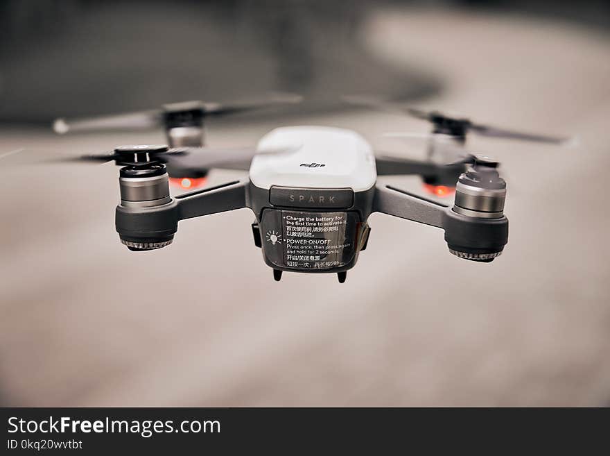 Flying White Drone Tilt Shift Lens Photography