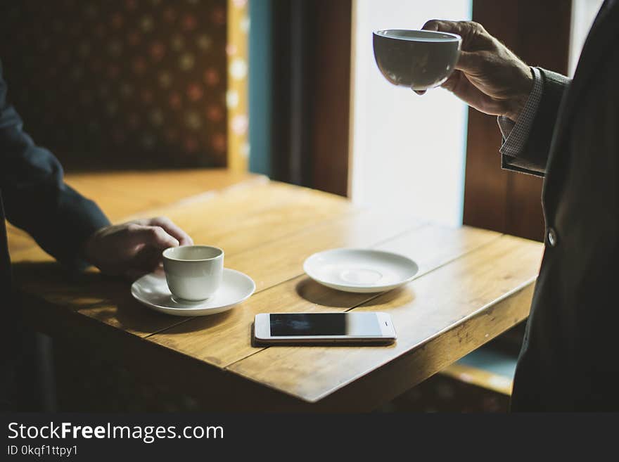 White Ceramic Mug With Saucer