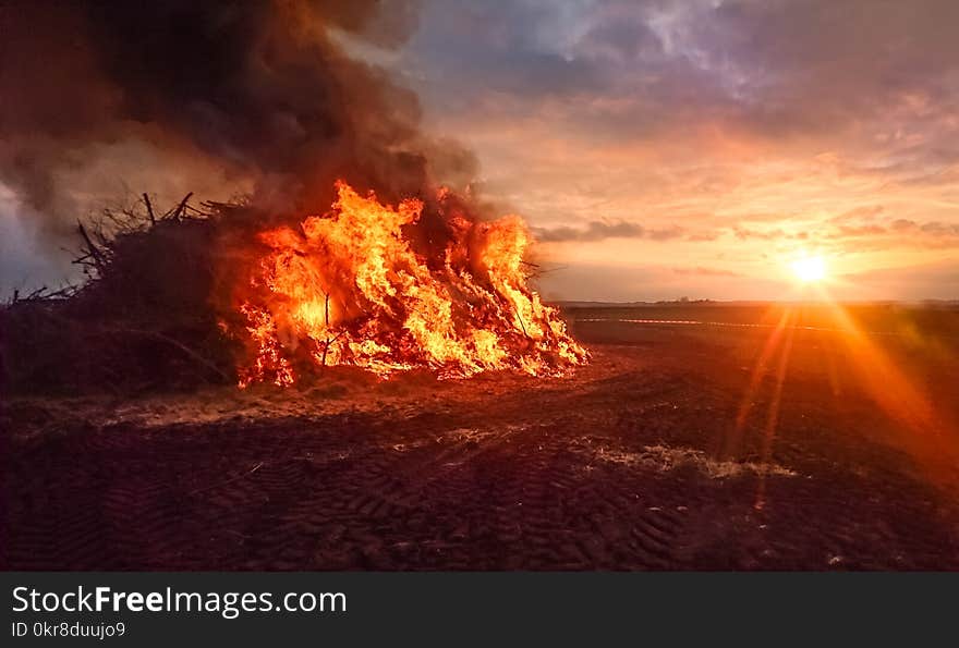 Bonfire during Sunset