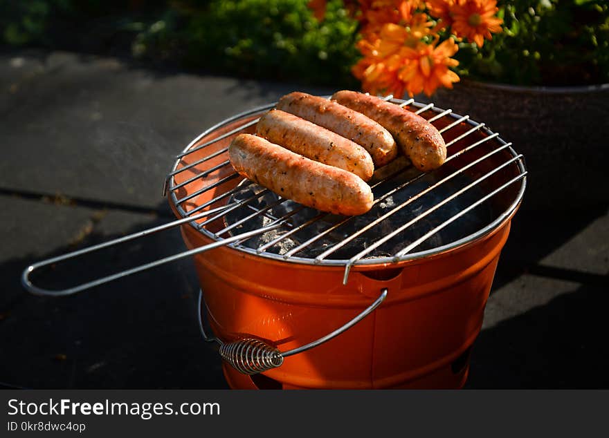 Charcoal Grill With Sausage