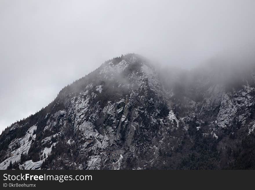 Greyscale Photography of Mountain