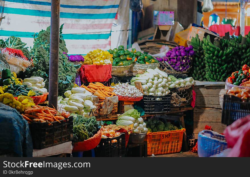 Assorted Vegetables On Crates