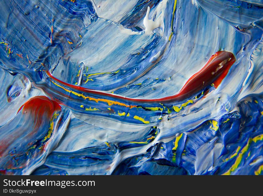 Blue, Yellow, and Red Abstract Painting