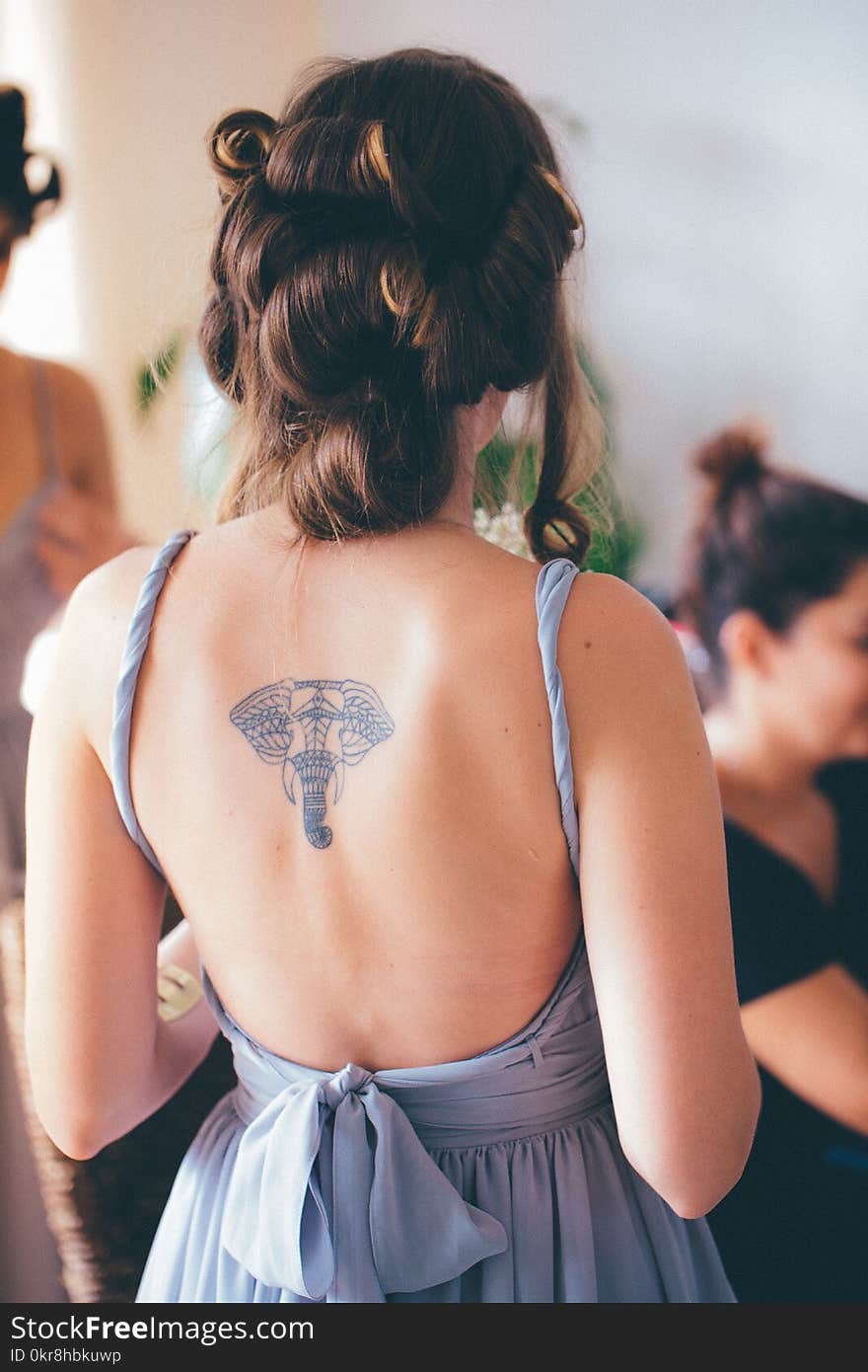 Woman Wearing Purple Tank Open-back Dress