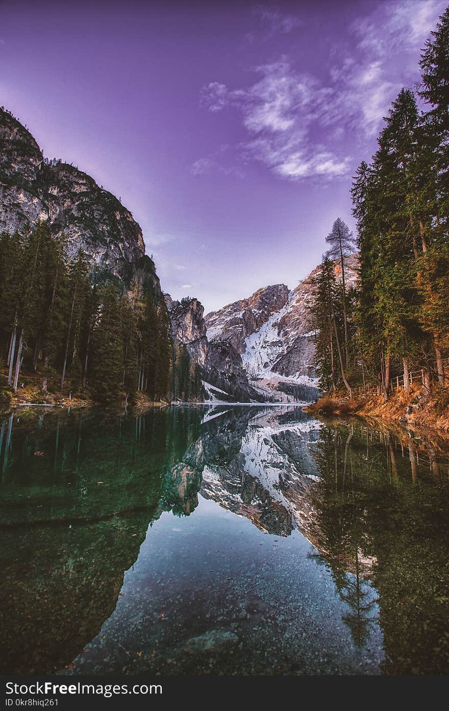 Mountain And Trees Reflection