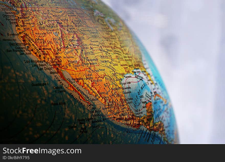 Brown and Blue Desk Globe