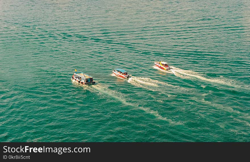 Three Speedboats Aerial Photography