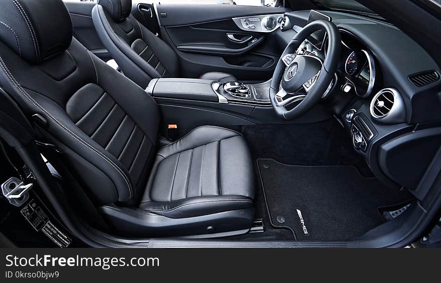 Black Mercedes Benz Sports Car Interior