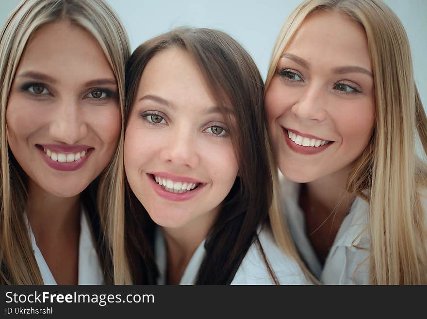 Closeup portrait of three nurses.people and profession