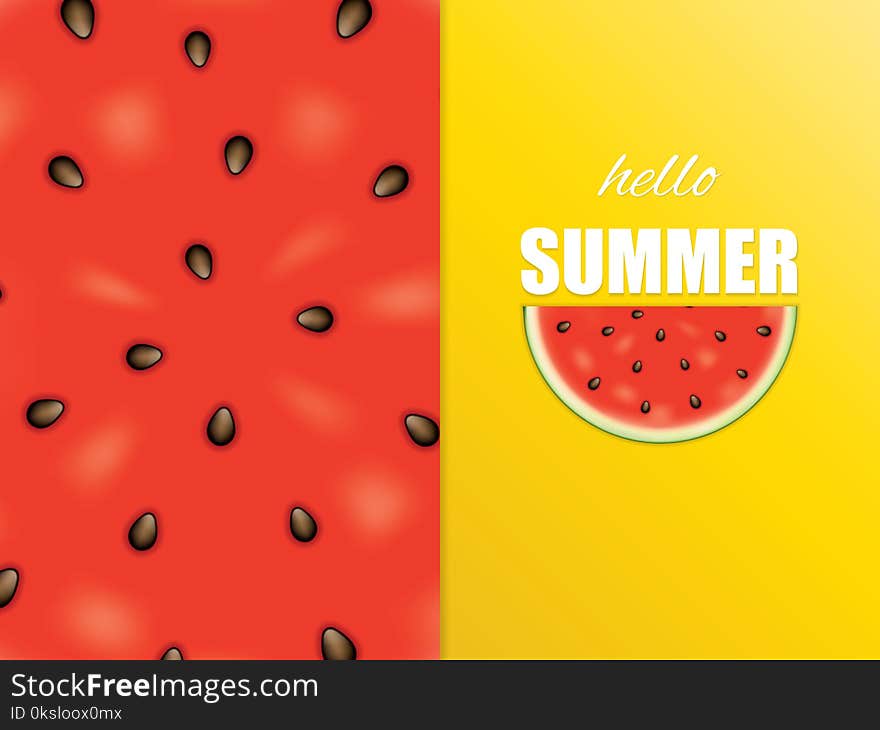 Vector illustration of watermelon, minimal summer concept background. Vector illustration of watermelon, minimal summer concept background