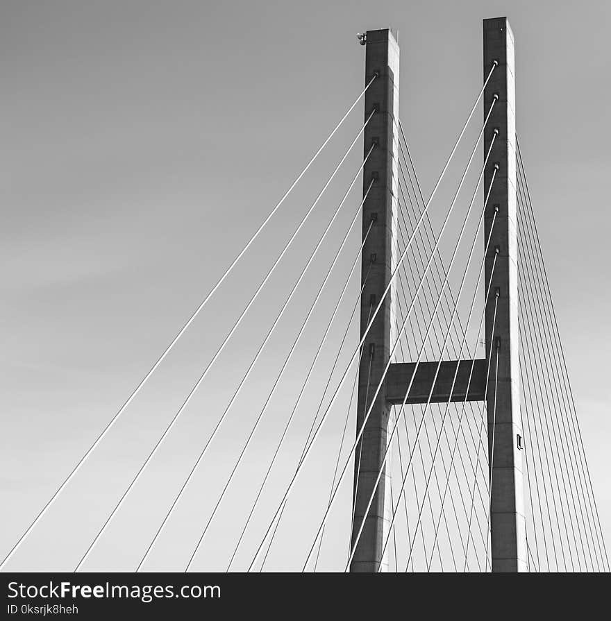 Gray Concrete Bridge in Grayscale Photography