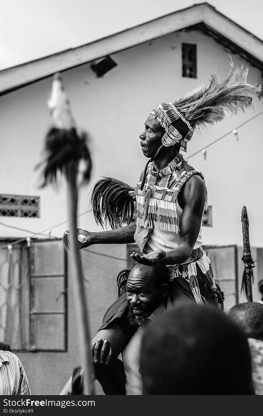 Man Wearing Warbonnet Performing