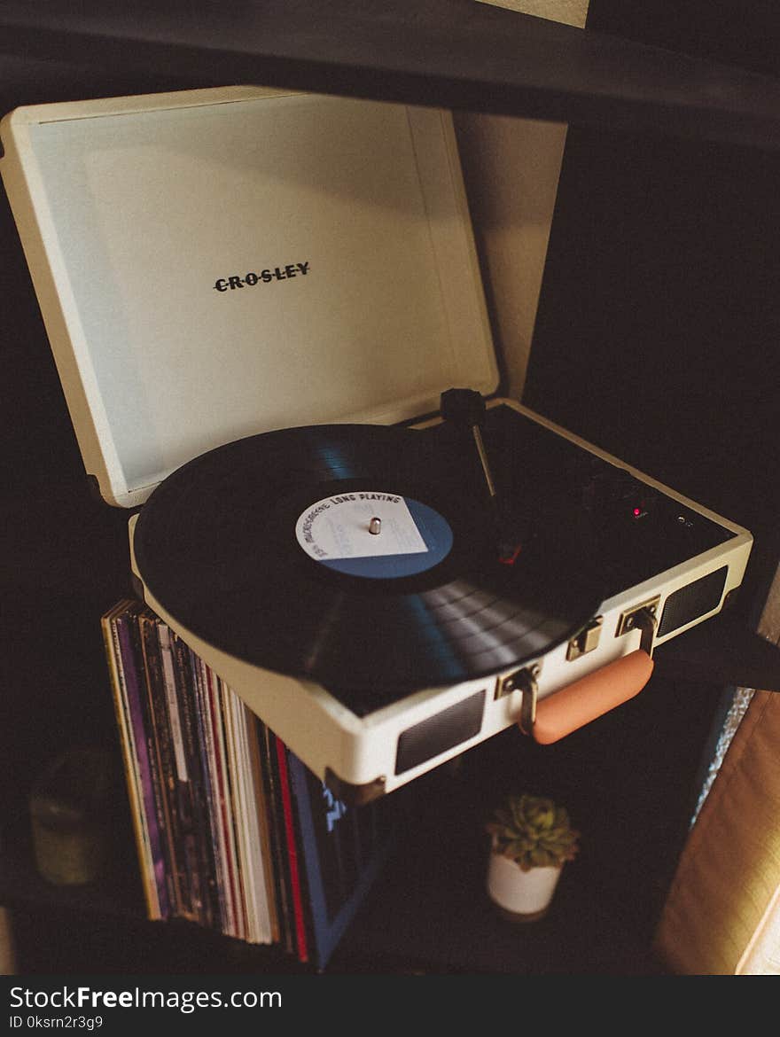 Black and White Crosley Turntable