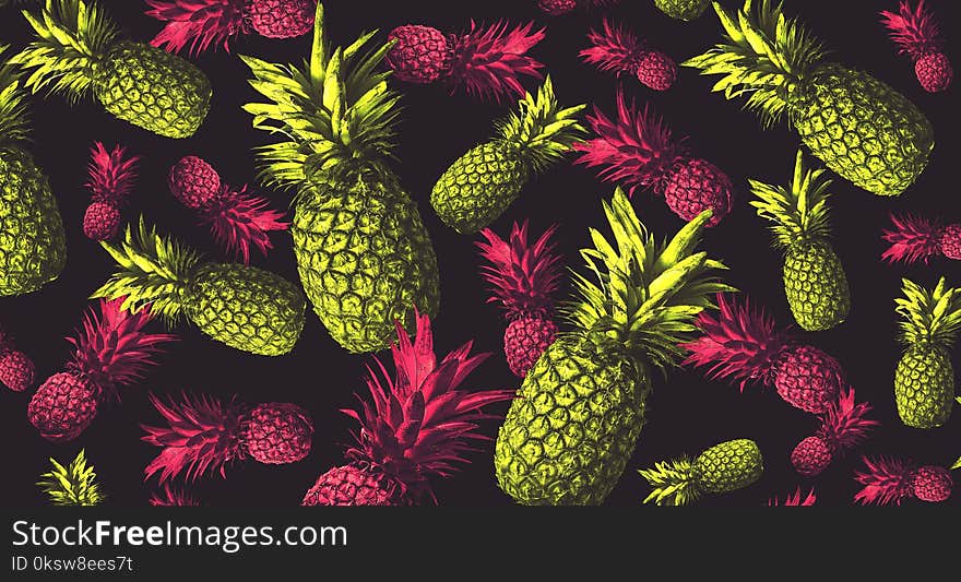 Abstract background with multi-colored pineapple, neon light. Abstract background with multi-colored pineapple, neon light