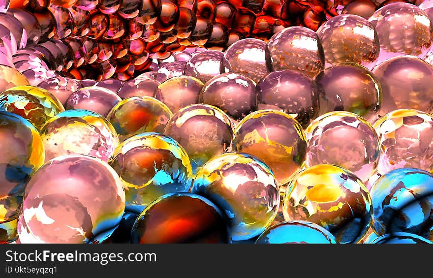 Ice abstract spheres rotating in slow motion. 3D rendering