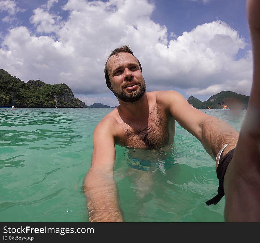 Man Model Scuba Diving In Summer Thailand