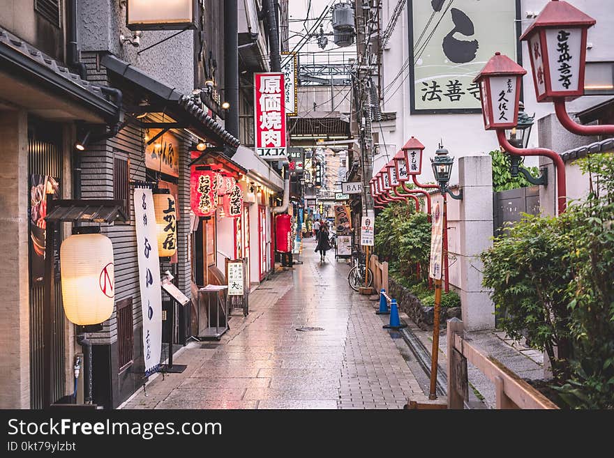 Person Walking on Street Near Buildings