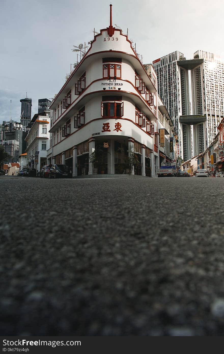 White and Red 3-storey Building