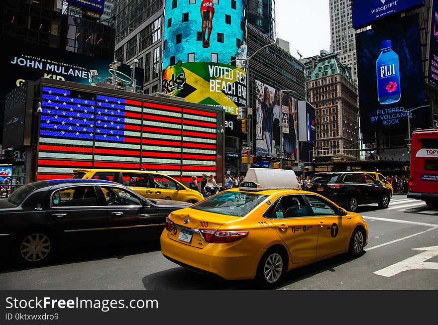 Yellow Taxi in Time Square, New York