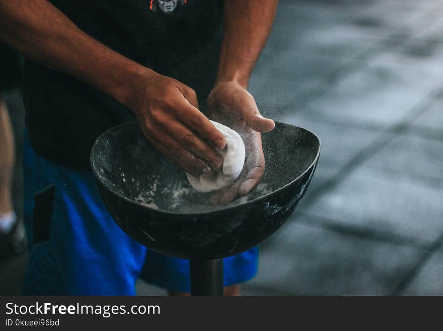 Person Holding White Dough