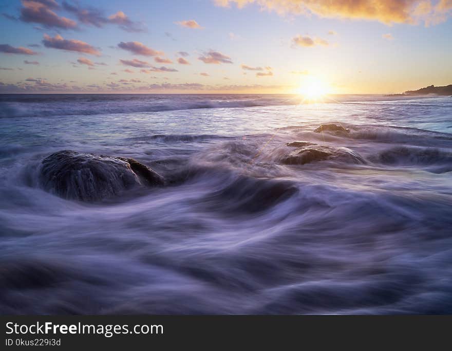 Sunset at Bois Blanc Beach Etang Salé in Reunion Island