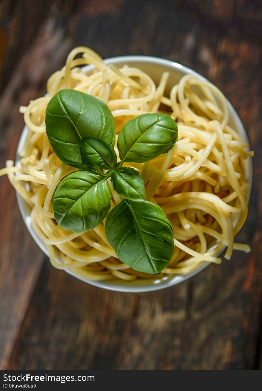 Green Leafed Plant on Pasta