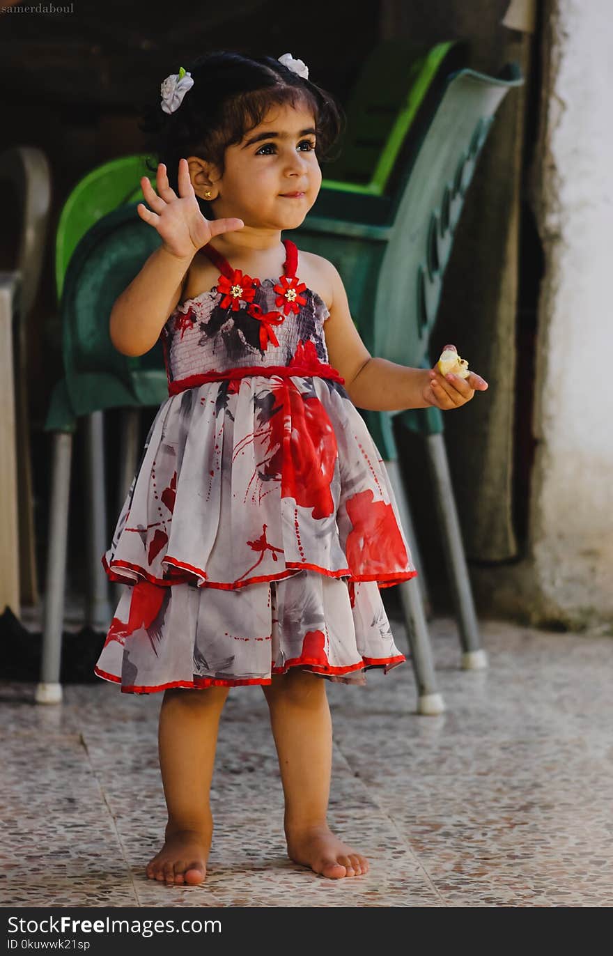 Women&#x27;s White and Red Floral Halter Dress