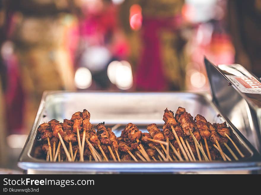 Grilled Meats in Stainless Steel Chafing Dish