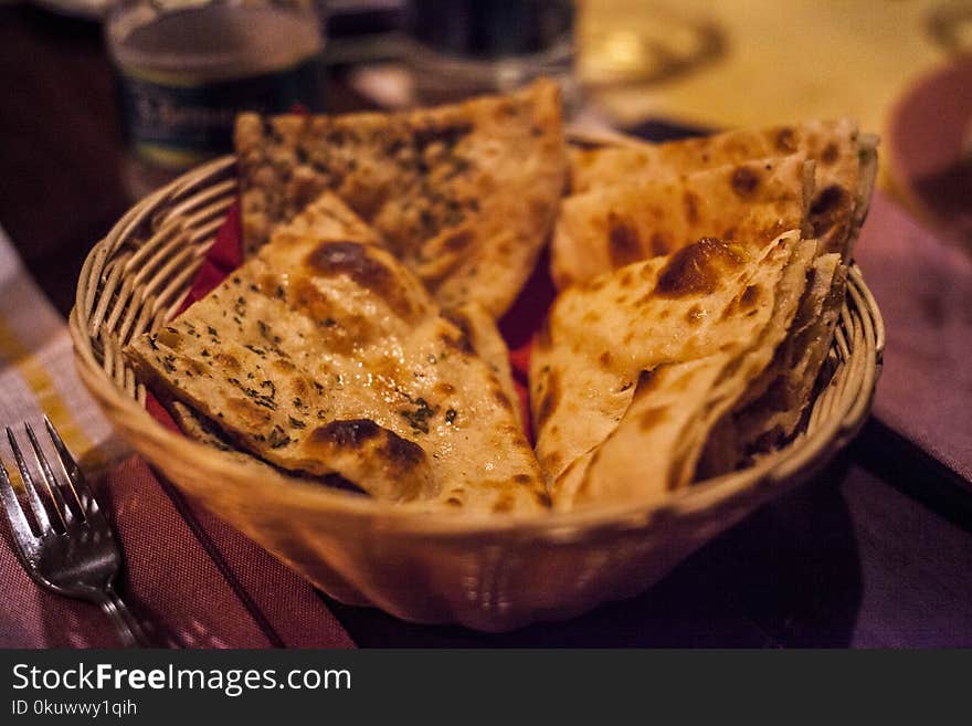 Basket of Cooked Flatbreads