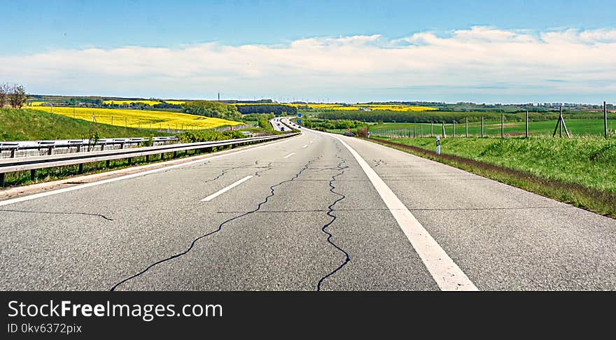 Road, Lane, Asphalt, Highway